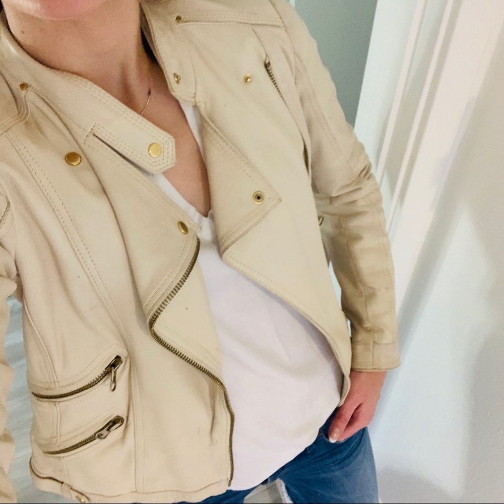 Cream leather jacket from Zara